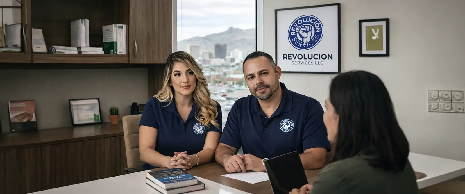 Daniel and Myrna Amaya at the Revolución Services office in El Paso